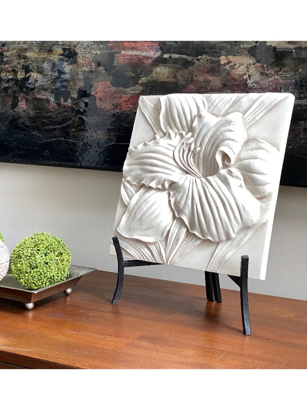 Canfloyd Floral Wall Plaque | Dimensional Flower Bas Relief Wall Art